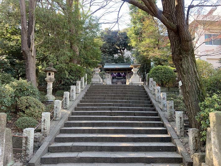 根津神社の中にある境内社・駒込稲荷神社への階段